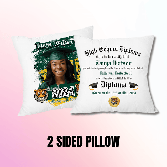 Graduation Pillow - Senior Design With Diploma (2 Sided)