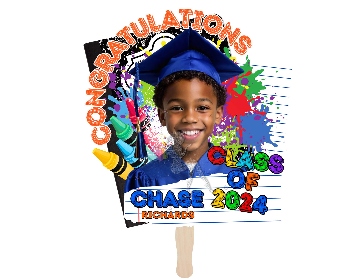 Congratulations Graduation Custom Hand Held Fan (Orange)